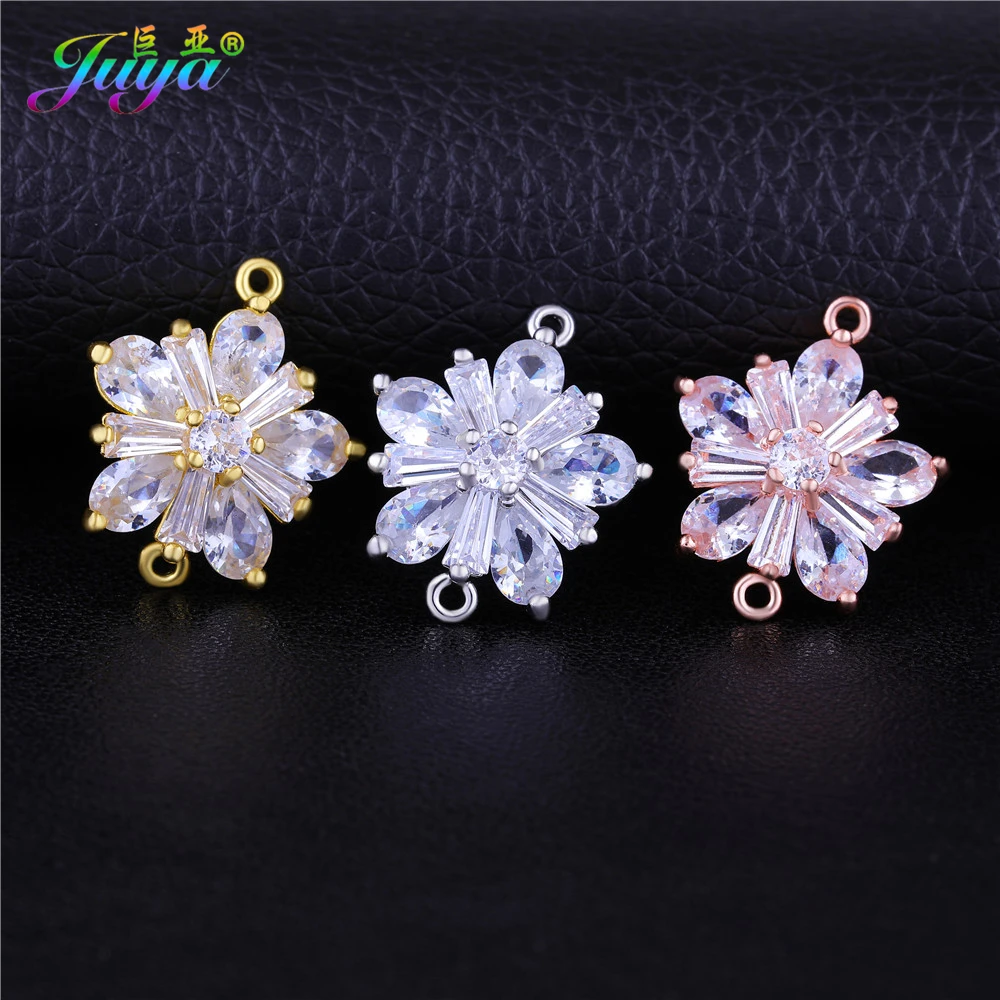 Handmade Earring Findings Supplies Gold/Rose Gold Jewelry Flower Charm Connector Accessories For Women DIY Jewelry Making