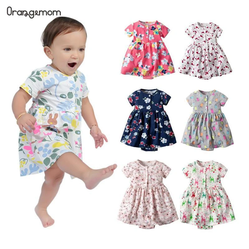 Oramgemom official store 2021 summer short baby dress for girls baby clothing infant dress flower newborn-24M girl costume