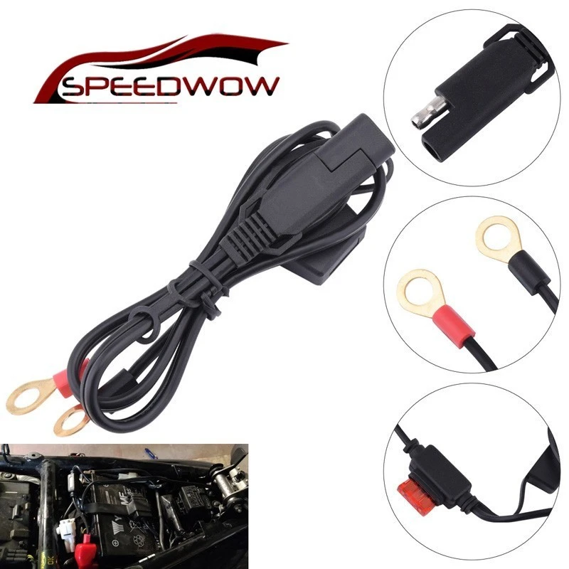 SPEEDWOW 12V Charger Cable Motorcycle Battery Output Connector Terminal To SAE Quick Disconnect Cable Eyelet Ring Terminal