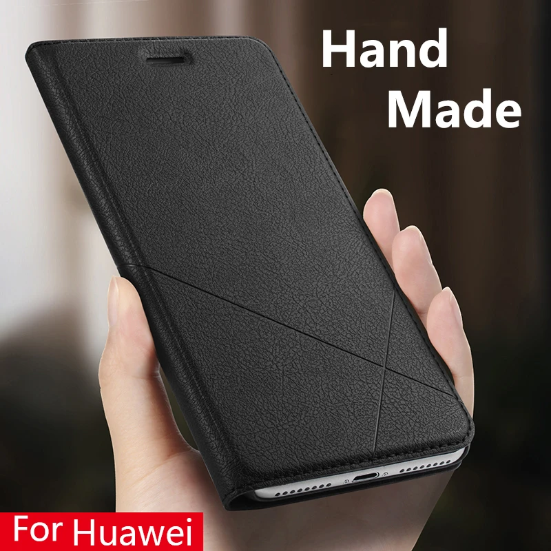 Hand Made For Huawei P30 P20 Lite P20 Pro P10 Lite Leather Case For Mate 20 Lite 10 Pro Mate 9 Pro Cover Card Slot Stand