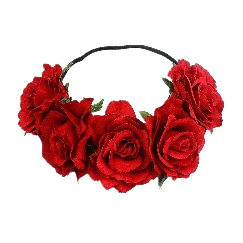 Bohemia Handmade Floral Headband Big Rose Flower Hairhead Accessories Women Girls Bridemaids Wreath Party Hair Ornaments Floral