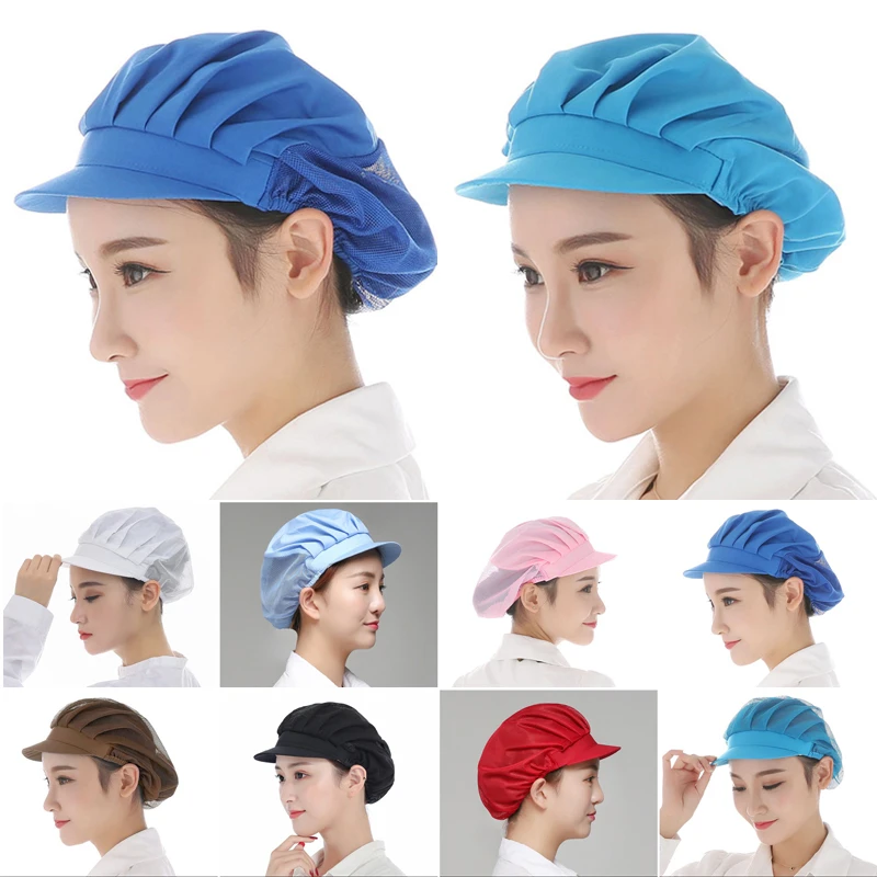 Elastic Mesh Visors Caps Cafe Bar Kitchen Restaurant Hotel Chef Uniform Waiter Work Wear Hats Men Women Breathable Workshop Caps