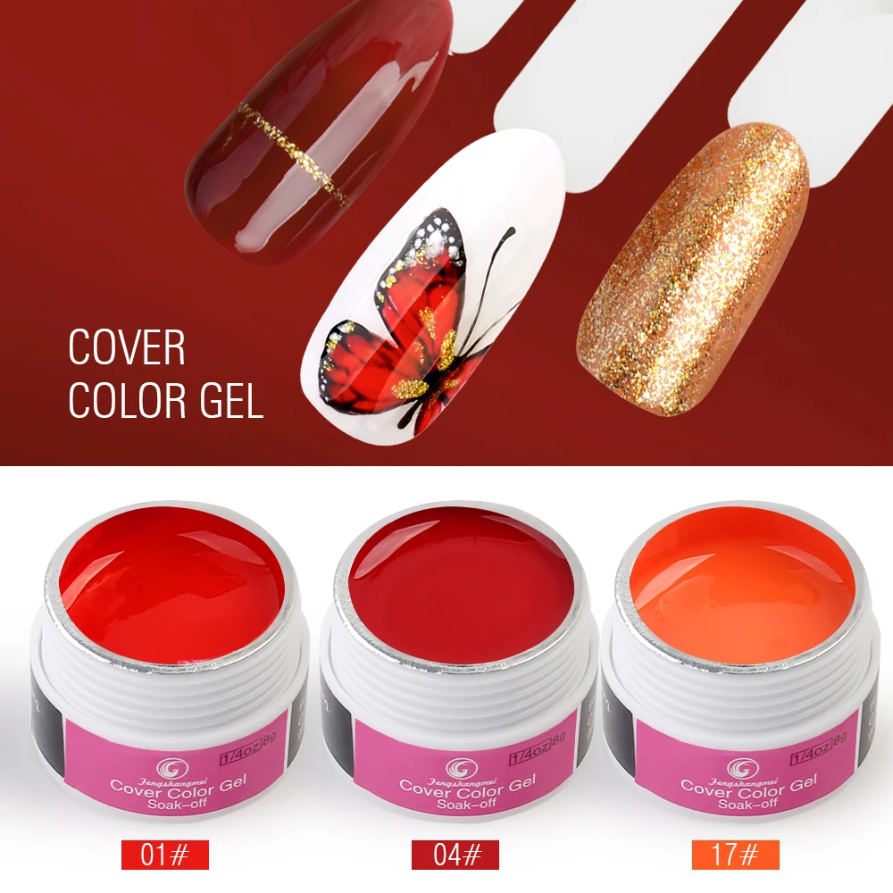 fengshangmei Pure Color Painting Gel for Nail Art Design Drawing Polish UV Led Gold Silver Solid Lacquer Paint Gel Varnish