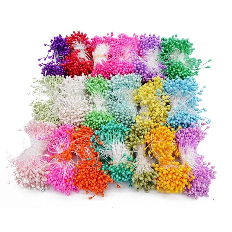 1 Bundle= (500PCS )Artificial Flower Double Heads Stamen Pearlized Craft Cards Cakes Decor Floral for home wedding party decor