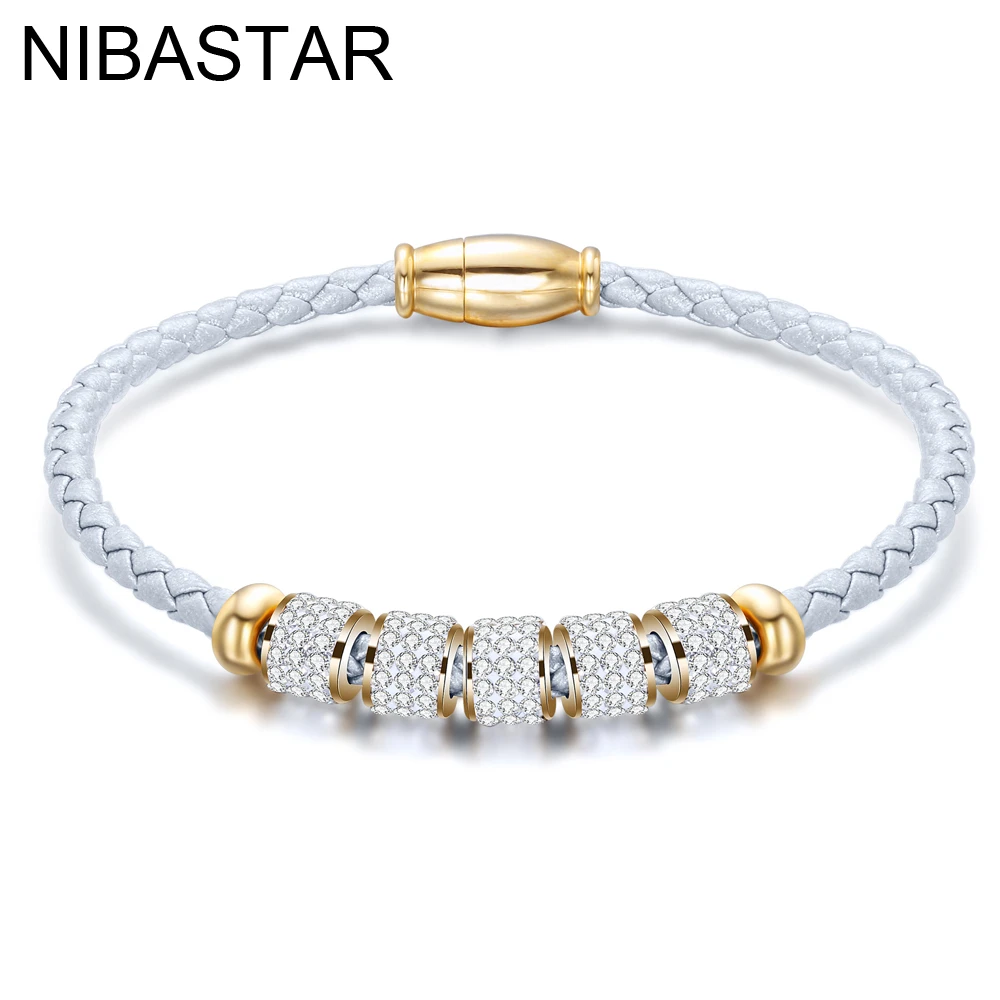 Fashion women's fashion jewelry  leather rope stainless steel rope bracelet stainless steel charm bracelet