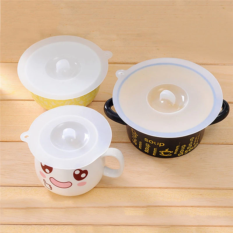 Safe FDA Grade Silicone White Cup Cover Bowl Lid Heat-resistant S M L Prevent Dust and Flies Universal