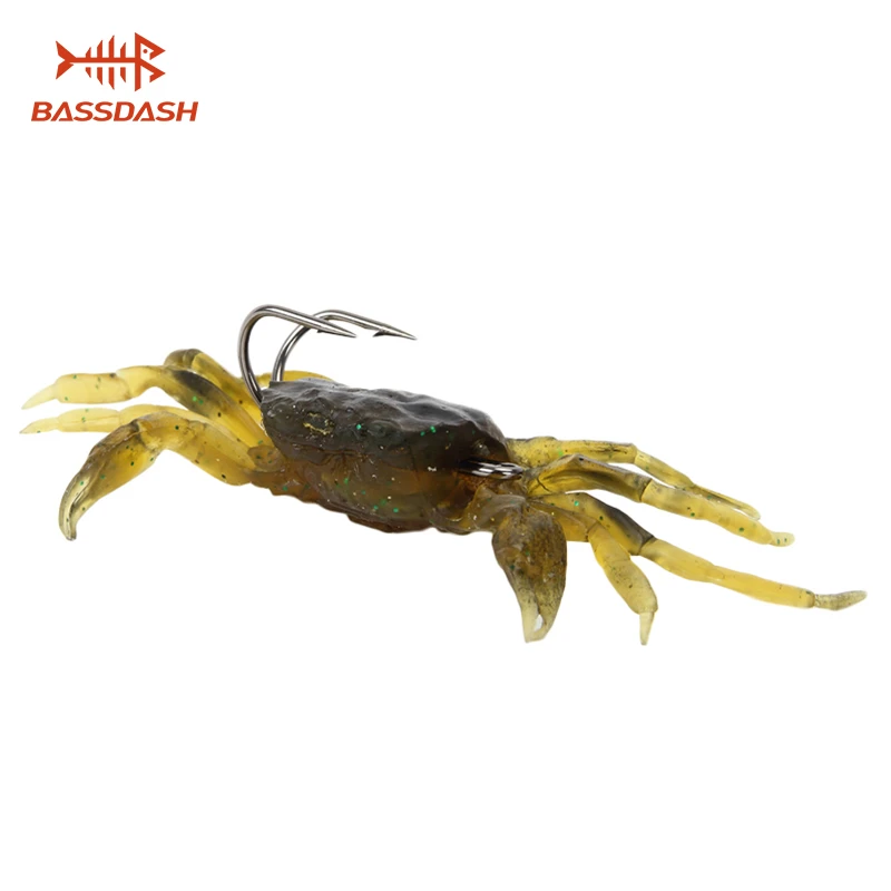 Bassdash 5pcs/lot Artificial Fishing Lures Crab Lure Bait 3D Simulation Soft Fish Bait with Sharp Hooks, 8cm 35g