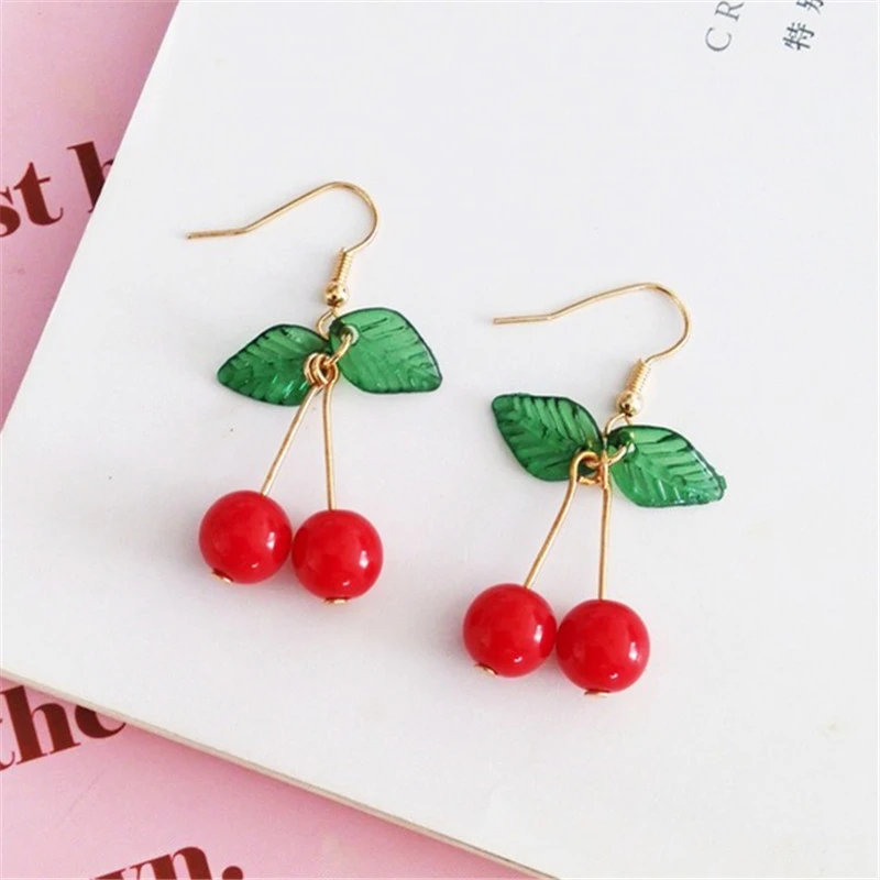 Korean Fashion Sweet Youth Girl Student Fruit Cherry Earrings Fresh Simple Cute Women Earrings Ear Clips Banquet Accessories