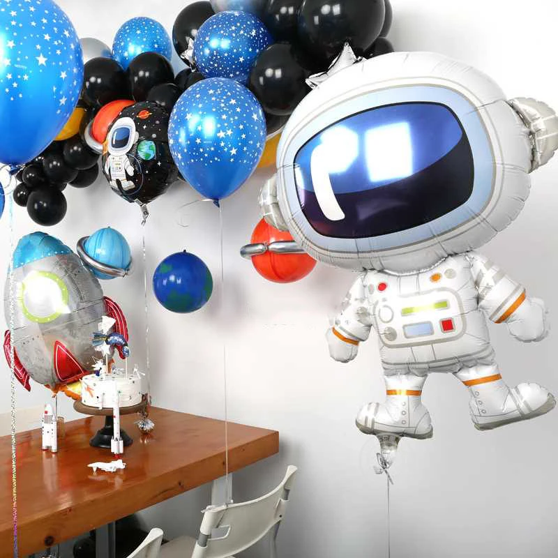 Outer Space Party Astronaut balloons Rocket Foil Balloons Galaxy Theme Party Boy Kids Birthday Party Decor Favors helium globals