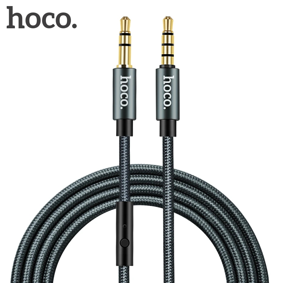 HOCO 3.5mm Jack Audio Cable Gold Plated Jack 3.5 mm Male to Male Aux Cable With Microphone MIC For iPhone Car Headphone Speaker