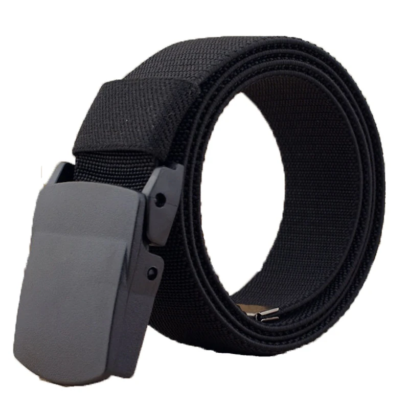 Casual 1.5'' Wide Canvas Breathable Belt, Plastic Press Buckle Belt, Men's Elastic Belts High Quality, Belt Size up to 60''