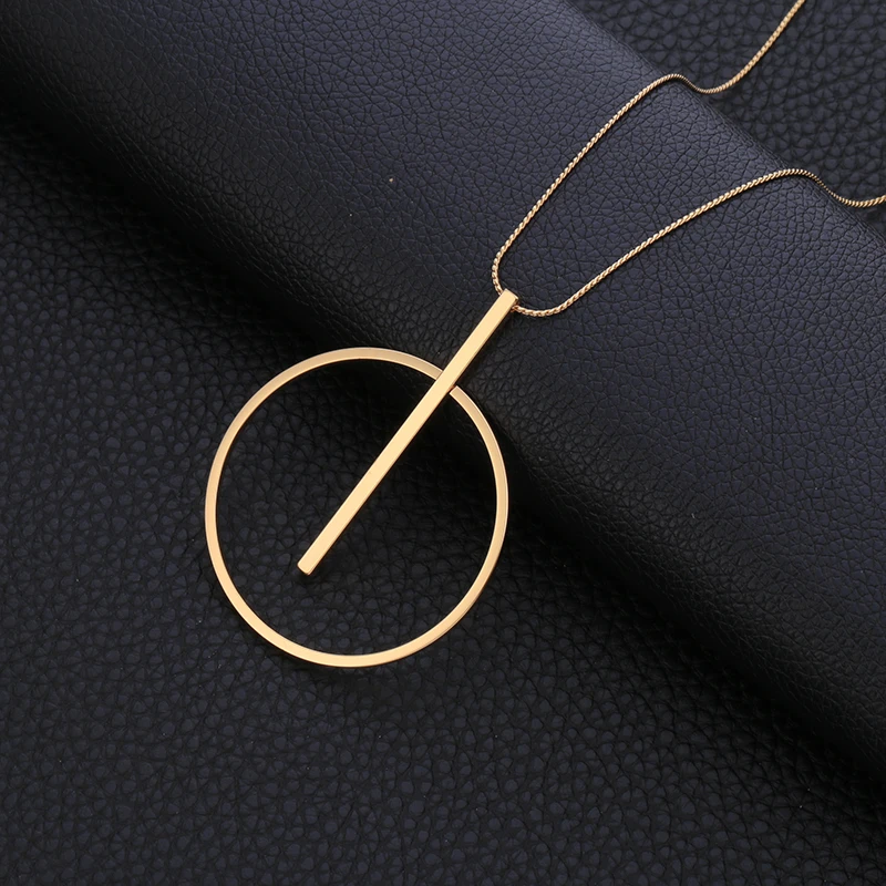 Simple Big Round Pendant Necklace Women Minimalist Gold Circle Long Necklace Elegant Collier femme 2019 Fashion Jewelry Her Gift