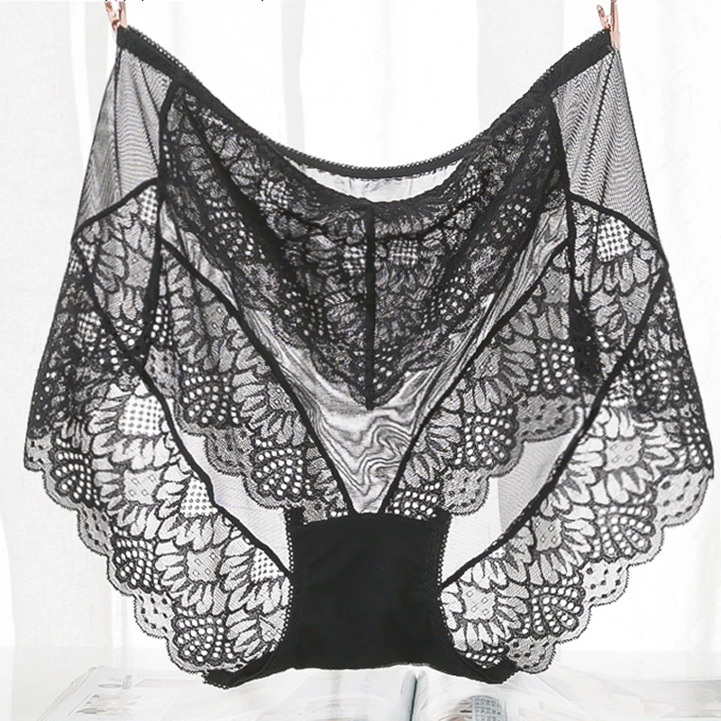 VU022 Sexy Transparent Panties Women Lace Underwear High Waist Seamless Lingerie Top Quality Breathable Briefs