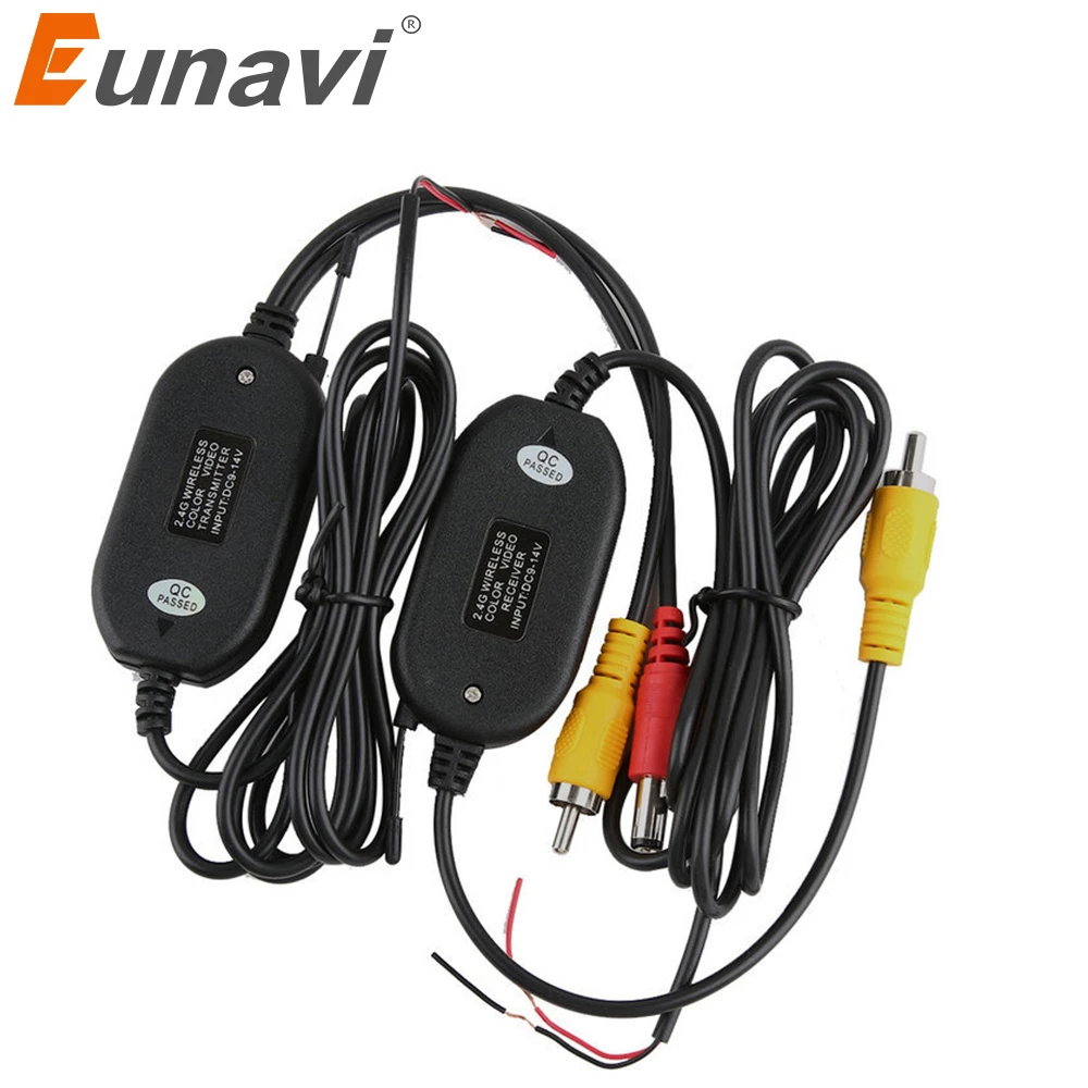 Eunavi 2.4G Wireless Transmitter & Receiver for Car Reverse Rear View Backup Camera and Monitor Parking Assistance Vehicle CAM