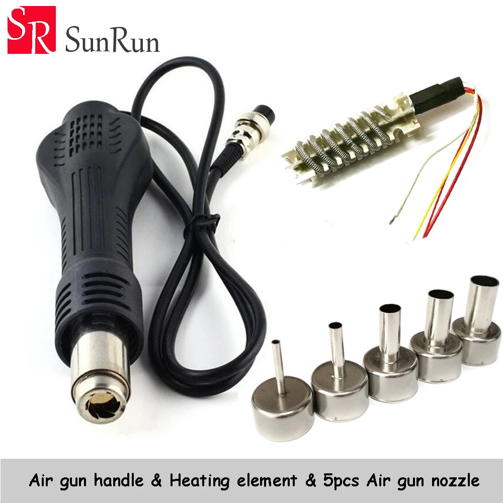 Heat Gun Hot Air Desoldering Gun Handle FOR 858 8586D 858D+ 878 Rework Soldering Station BGA Repair with Nozzle Heating Eleme