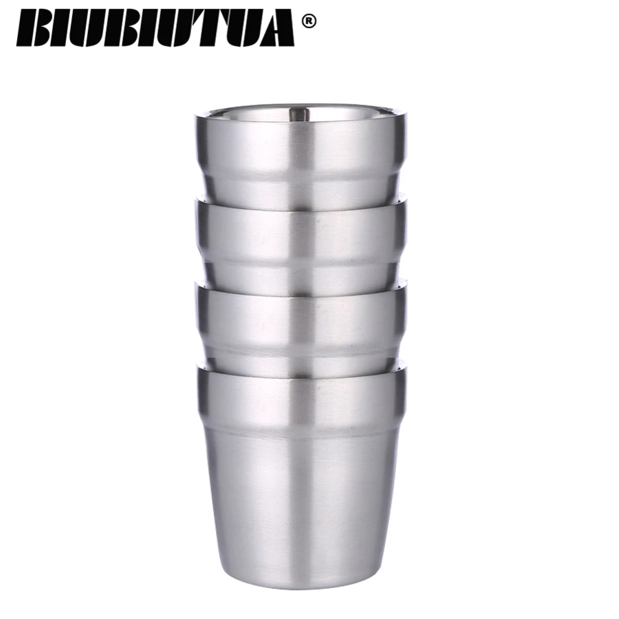 BIUBIUTUA 304 Stainless Steel Mugs Double Wall Insulated Steel Mug Beer Mugs Tea Cups Coffee Mugs  Beer Cups Milk Cups