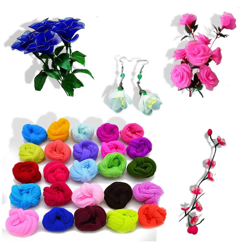 5pcs Multicolor Nylon Stocking Ronde Flower Material Tensile Stocking Material Accessory Handmade Wedding Home DIY Nylon Flower