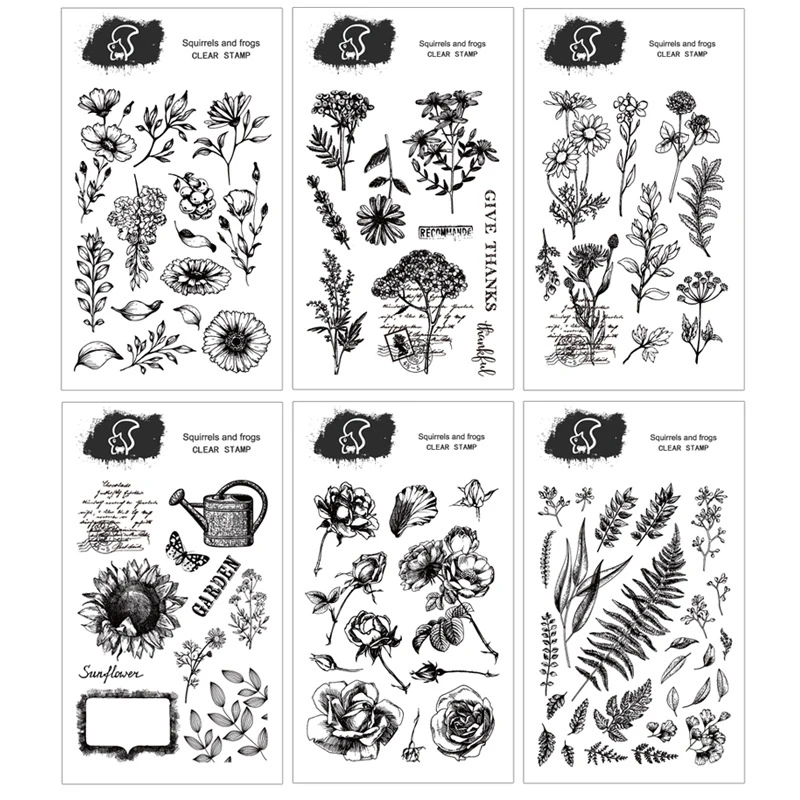 XINAHER vintage flowers roses Ginkgo leaves silicone clear stamp for scrapbooking album DIY craft decoration rubber stamp