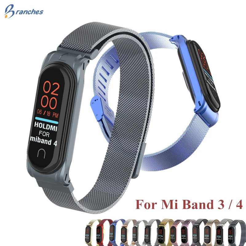 Mi Band 4 3 Metal Strap Magnet Buckle bracelet Wrist Band Straps Stainless Steel NFC WristBand for Xiaomi MiBand 3 4