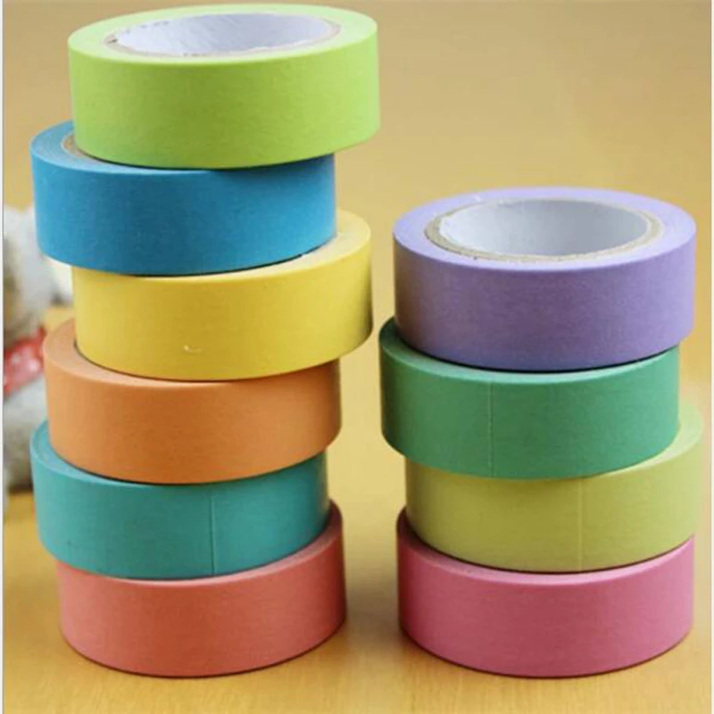 15mm*10m Hot Sale New Macaron Candy Color Decorative Masking Tapes School Supplies Solid Color Slim Paper Tape Washi Tape 1 PCS