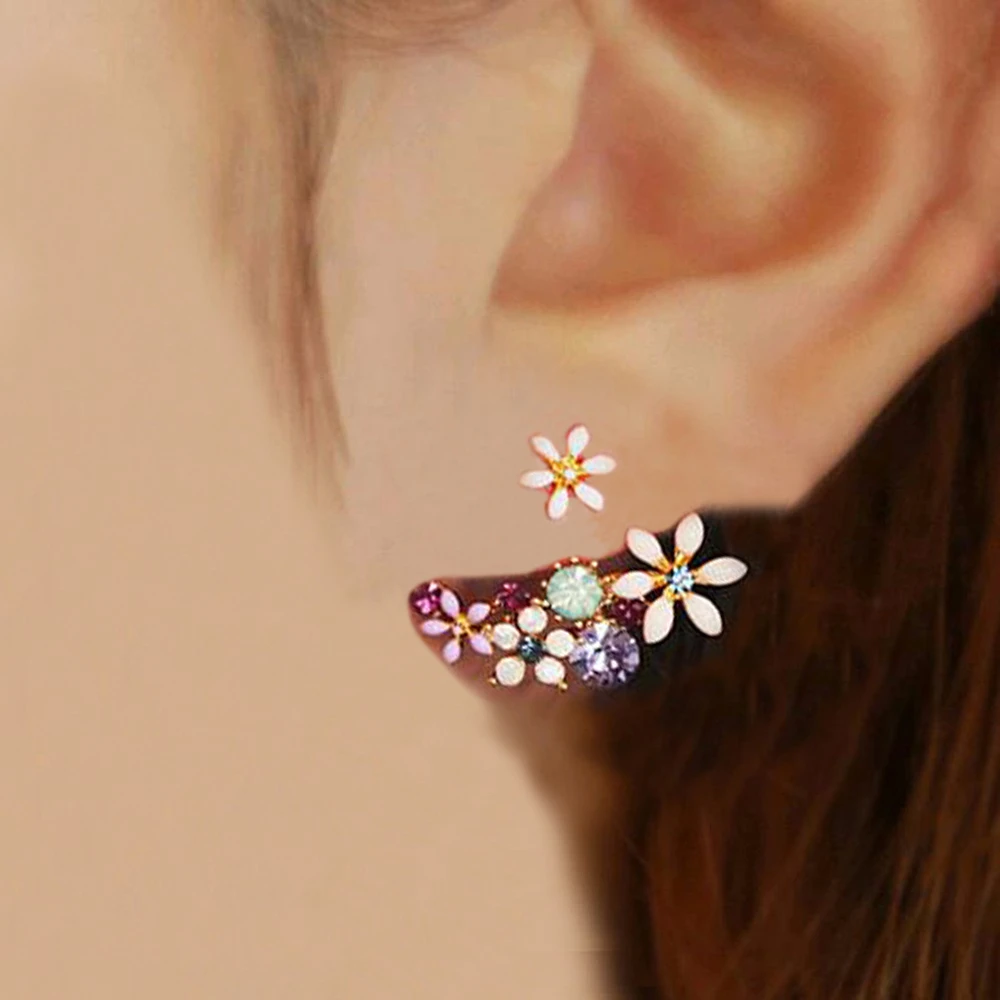 FAMSHIN Fashion Imitation Pearl Earrings Small Daisy Flowers Hanging After Senior Flower earrings Female Jewelry Wholesale