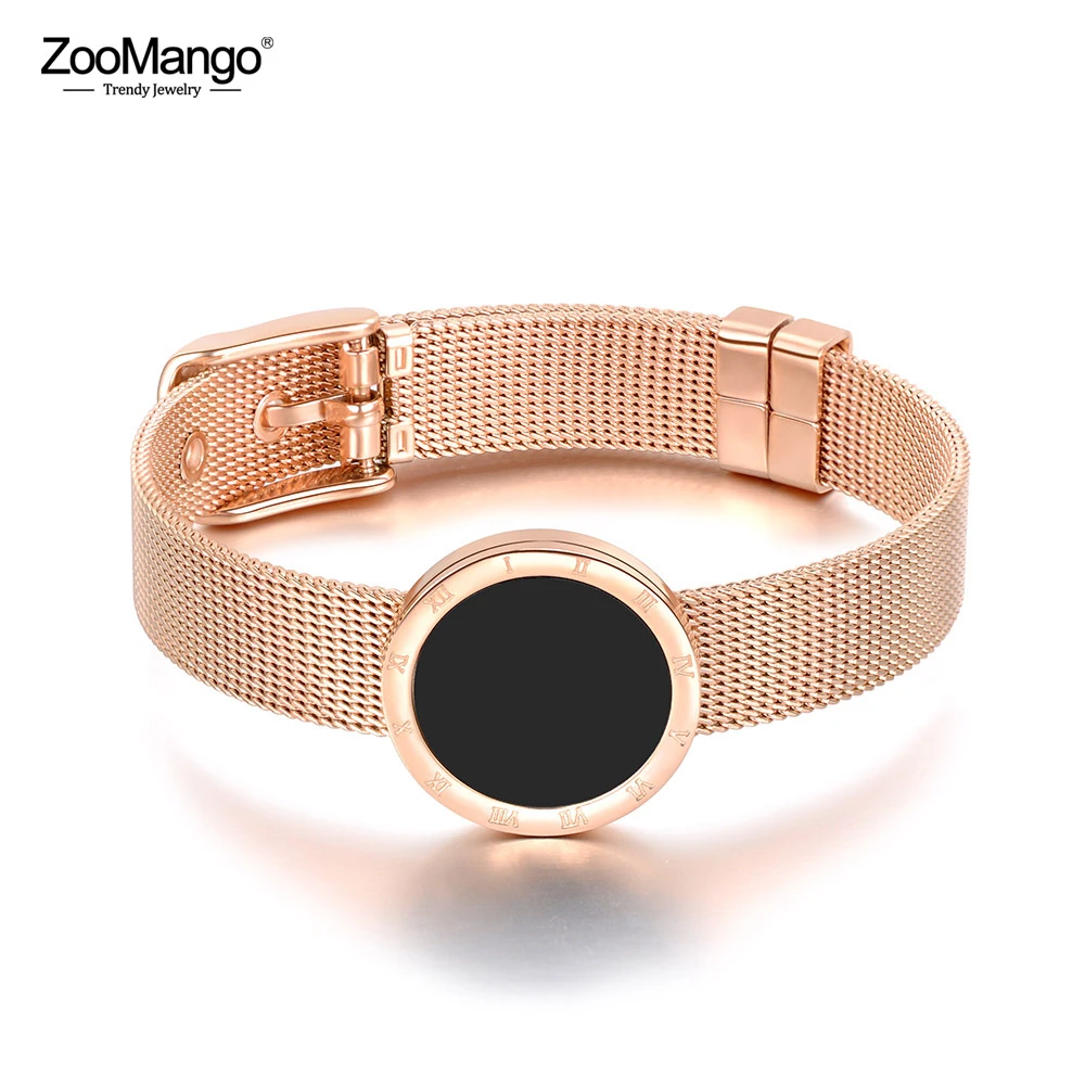 ZooMango Trendy Stainless Steel Roman Numerals Charm Bracelet Chain & Link Bracelets Lovers Jewelry Valentine's Day Gift ZB18074