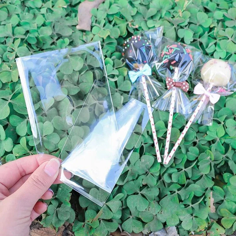 100 Pcs Transparent Candy Bags Flat Open 5 Sizes Plastic Birthday Cookie Lollipop Gift Packaging Bags baby shower girl boy