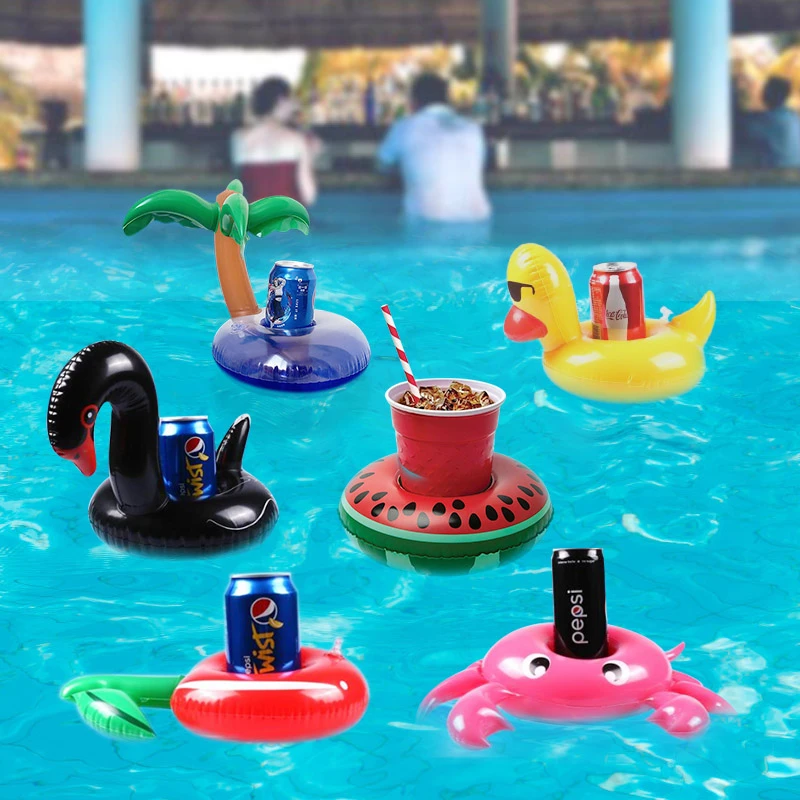 Inflatable Cup Holder Swimming Pool Accessories Drink Floating Flamingo Donut Pool Float Swimming Ring Party Toys Beach Bar Mini