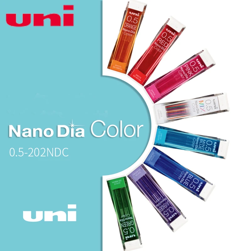Japan Uni Nano Dia Color 0.5-202NDC colored Mechanical pencil leads refills 0.5mm writing supplies 202NDC