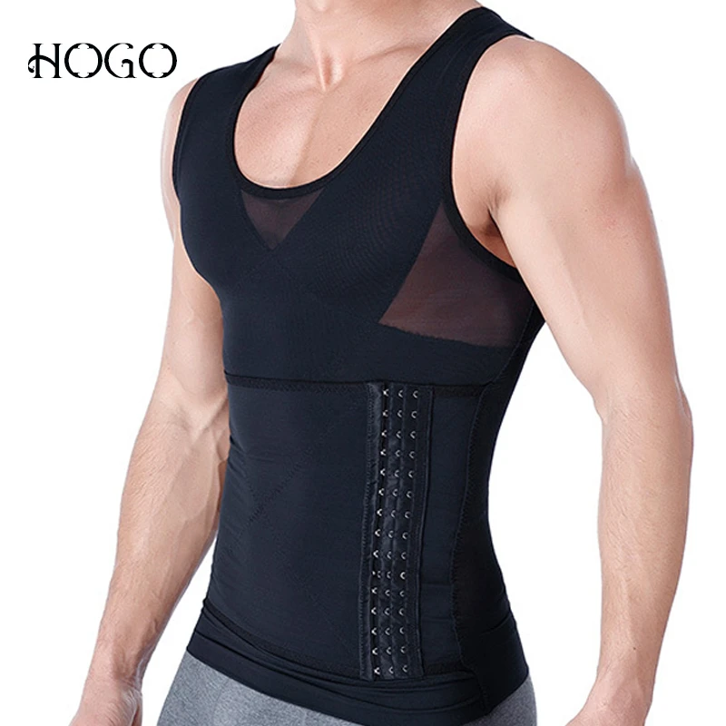 Posture Corrector Men Body Shaping Vest Slimming Boobs Chest Control Belly Abdomen Tummy Shirt Compression Corset Shapers Hook