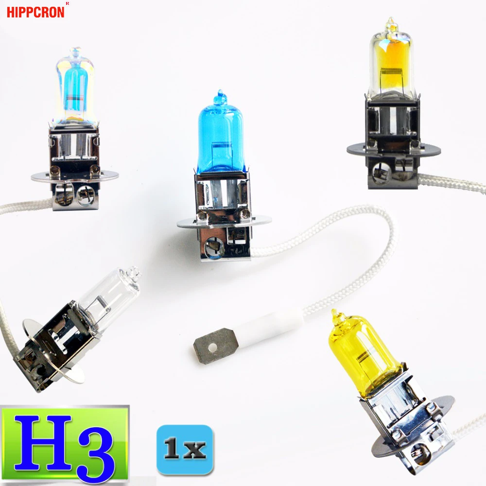 hippcron H3 Halogen Bulb 12V 55W / 100W Super White Clear Yellow ION Rainbow 2200Lm Car Headlight Lamp Quartz Glass