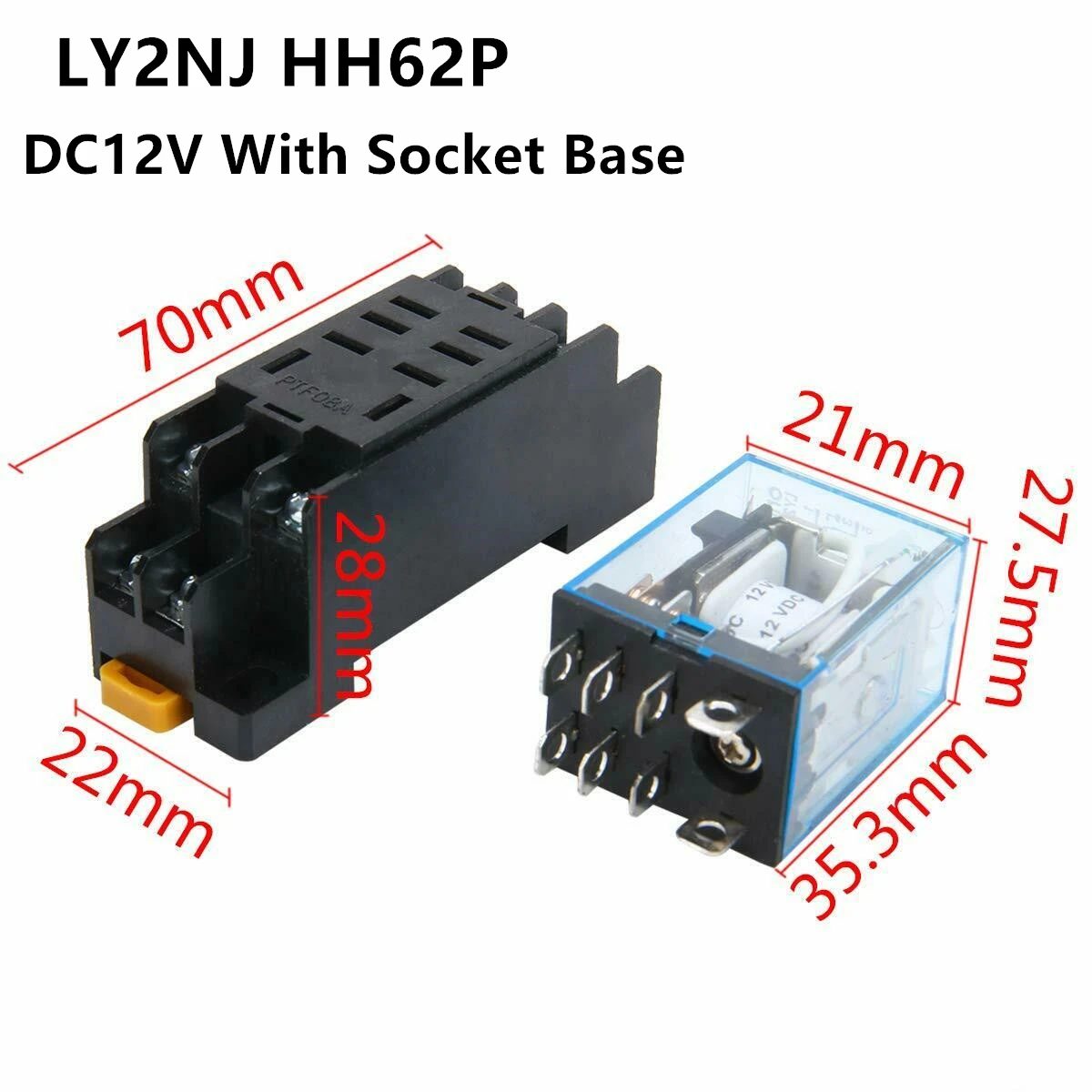 Coil Power Relay LY2NJ DPDT 8Pin Miniature Relay DC12V DC24V AC110V AC220V HH62P JQX-13F Series