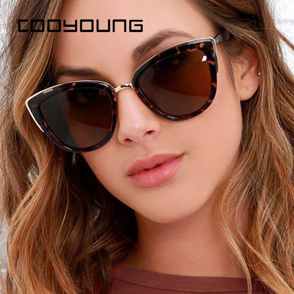 COOYOUNG Cateye Sunglasses Women Luxury Brand Designer Vintage Gradient Glasses Retro Cat eye Sun glasses Female Eyewear UV400