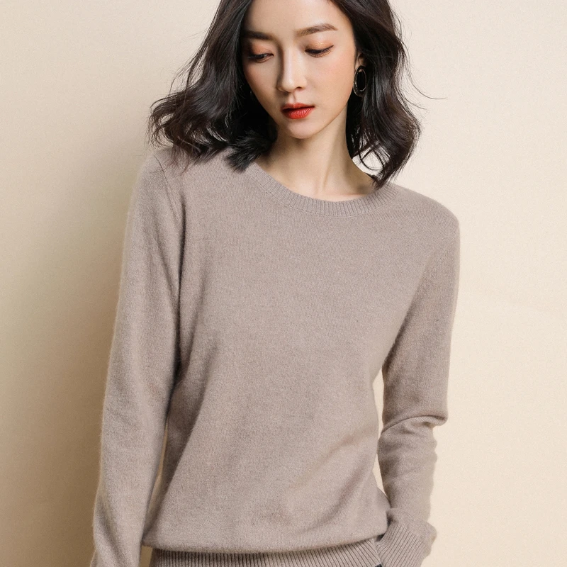 2021 knitted women's O-neck sweater pullover spring and autumn basic ladies sweater pullover slim fit