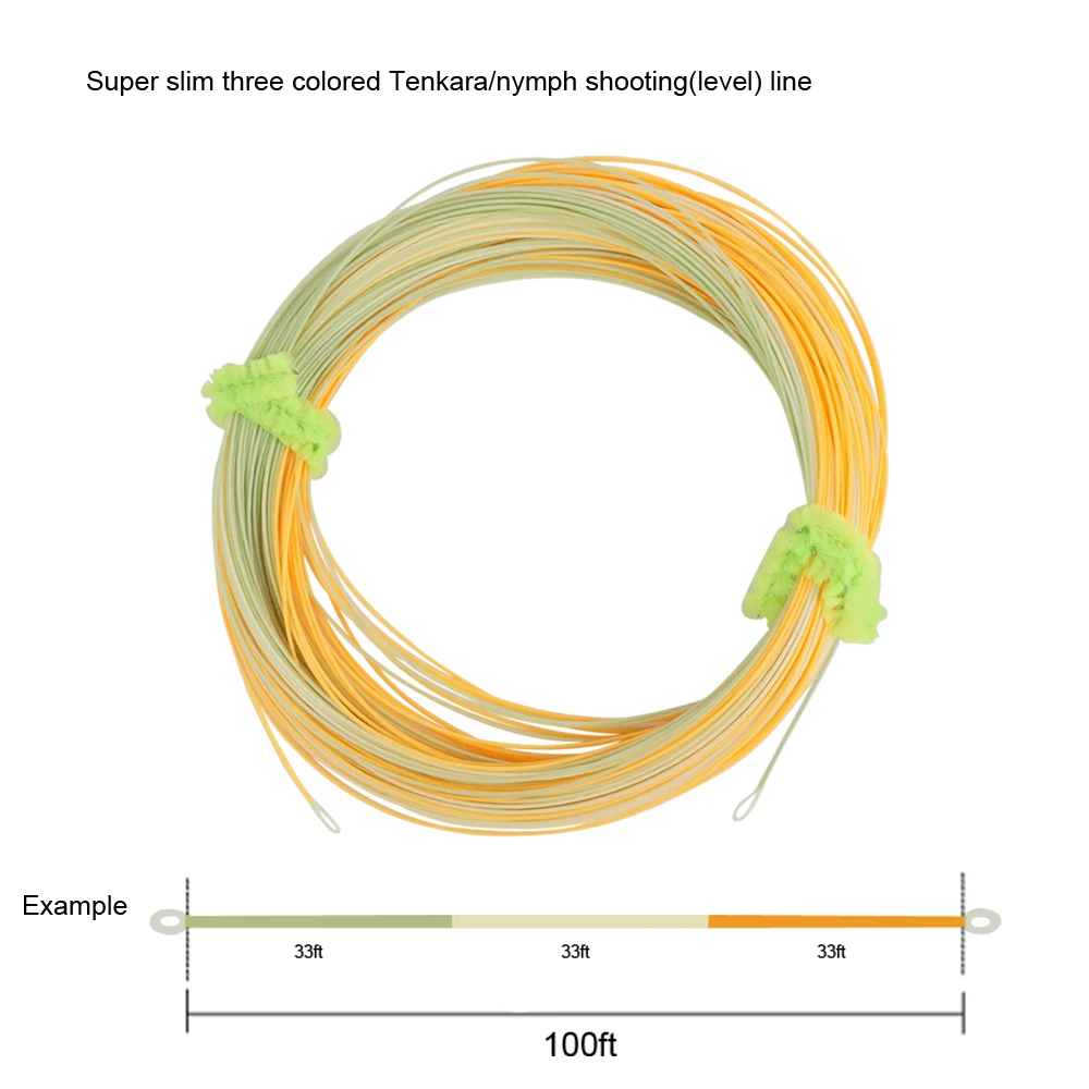 Aventik Super Slim Three Colored Tenkara Fishing Line Nymph Shooting Fly Fishing Line 0.55mm 100FT