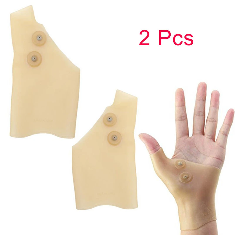 2 Pcs Silicone Magnetic Therapy Gel Wrist Glove Support Hand Thumb Gloves Pain Ease Healthcare Arthritis Pressure Corrector MFJ9