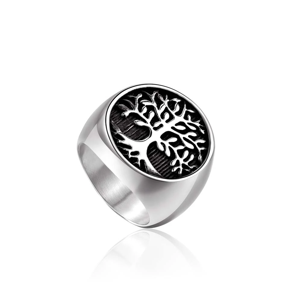 New Arrival 316L Stainless Steel Gold color Tree of Life Biker Ring Punk Rock Hip Hop Men's Jewelry Christmas Gift 8-12# anel