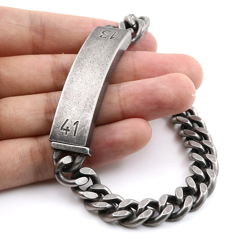 Stainless Steel Antique Link & Chain Bracelets for Men Jewelry Element Punk Style Faceted Desgin Mela Mens Chain Bracelets