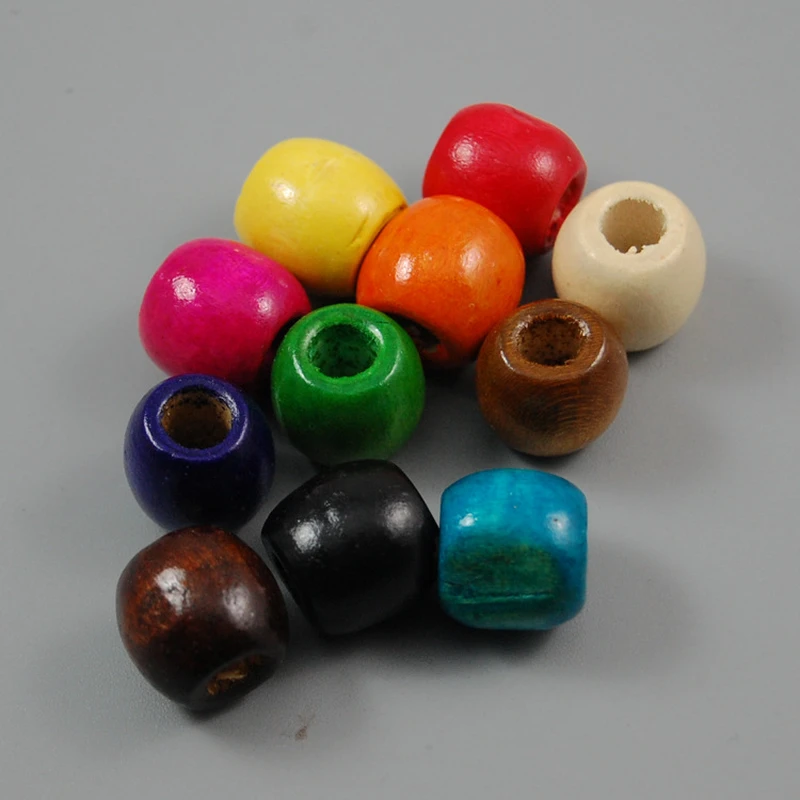 Missxiang Wholesale 12/17MM Mixed Colors Large Hole Wooden Beads Making DIY Bracelet Necklace Loose Beads Jewelry Accessories