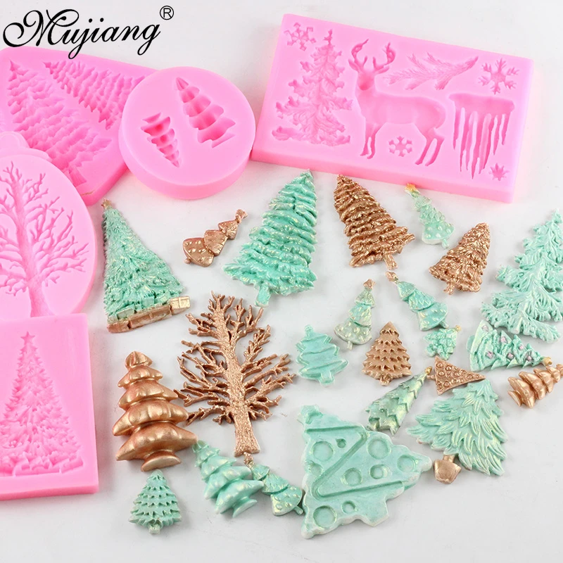 Christmas Tree Fondant Cake Silicone Mold Christmas Cake Decorating Tools Cupcake Chocolate Biscuits Candy Mold DIY Baking Mould