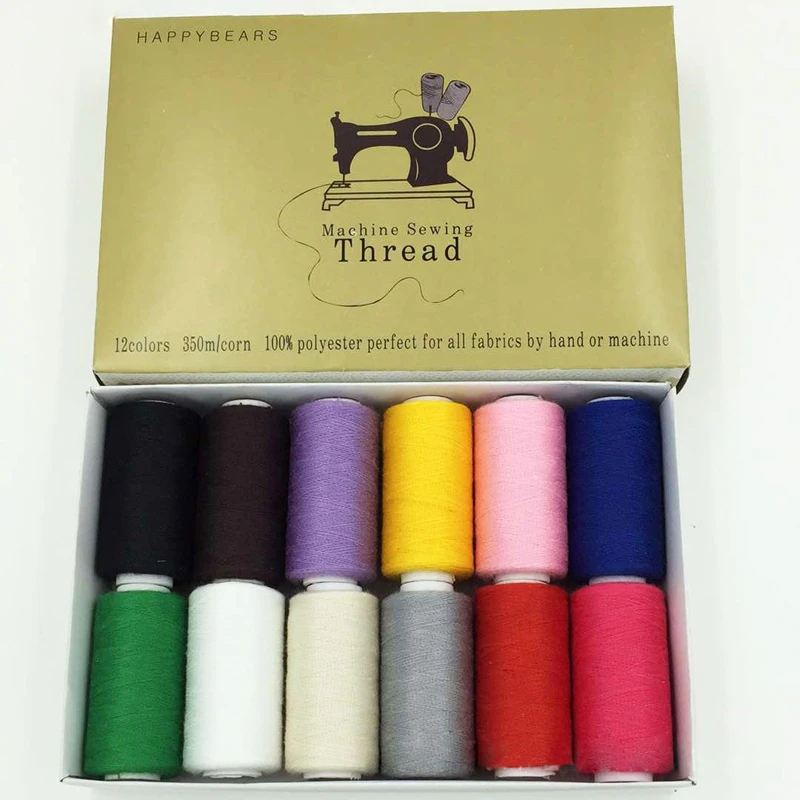 40s/2 polyester Sewing Threads 350 meters High Strength embroidery thread 12pcs/box Sewing Yarn