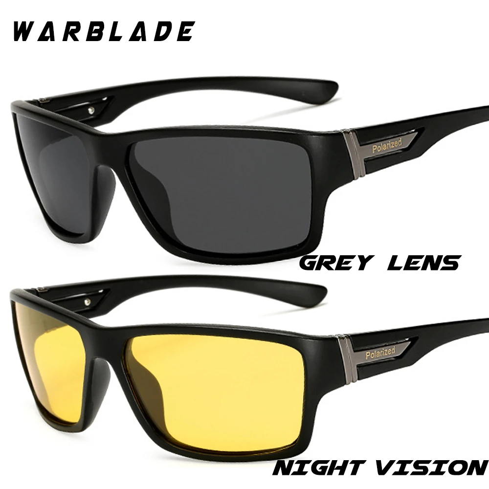 WarBLade Night Vision Sunglasses for Men UV400 Protection Night Driving Glasses Male HD Polarized Yellow Lens Sun Glasses W1821