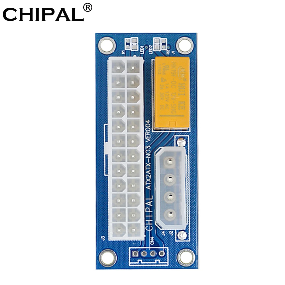 CHIPAL ATX 24Pin to 4Pin Power Supply Dual PSU Cable Adapter Sync Synchronous Starter Extender Card for Graphics Card