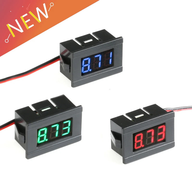 0.36in DC 4.5V to 30V 2-Wire Mini Digital Voltmeter LED Display Voltage Meter for Testing Car Motorcycle and Battery Cart