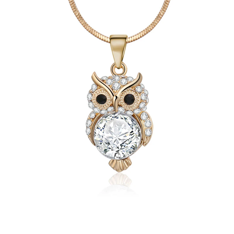 Small Owl Choker Necklace for Women Crystal Animal Pendant Necklace Gold Silver Color Choker Jewelry Dropshipping 2021 Wholesale