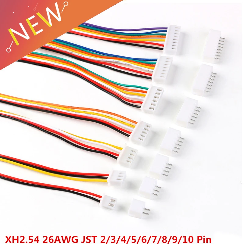 10Sets JST XH2.54 XH 2.54mm Wire Cable Connector 2/3/4/5/6/7/8/9/10 Pin Pitch Male Female Plug Socket 300MM 26AWG