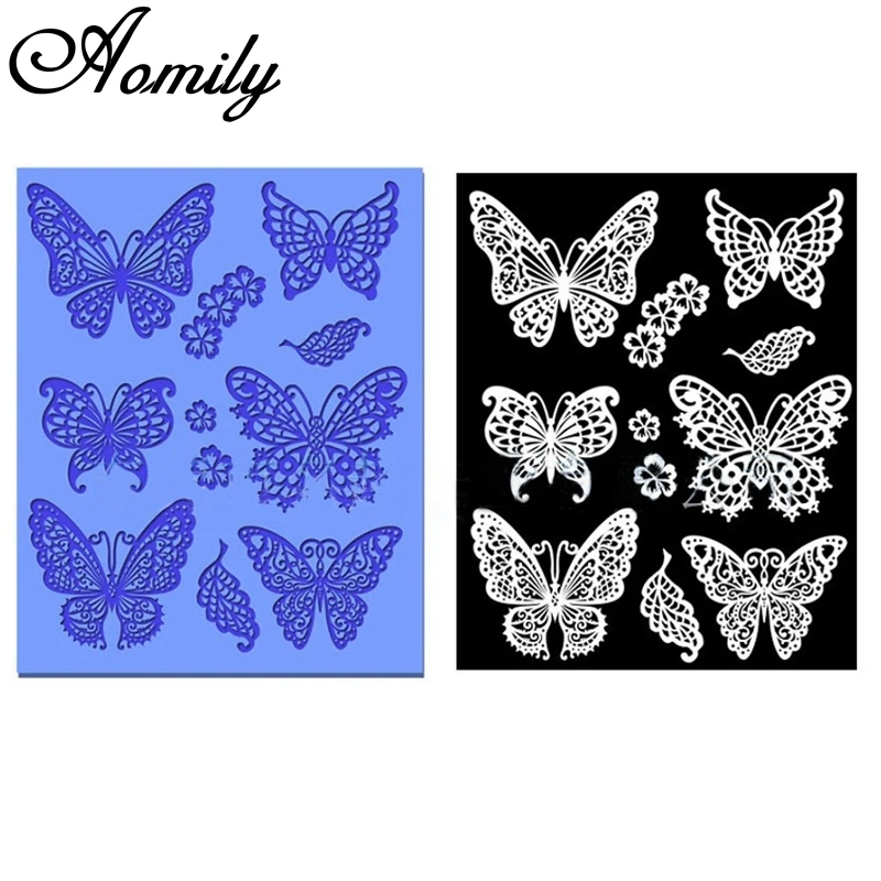 Aomily Silicone Butterflies Lace Mat Pad Lace Cake Fondant Mold Butterfly Mousse Cake Kitchen DIY Baking Decorating Bakeware