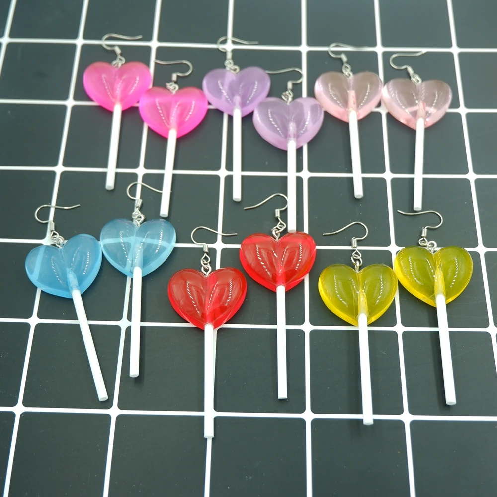 Cute Heart Lollipop Earrings earring candy costume trendy Style woman girl Jewelry Drop shipping
