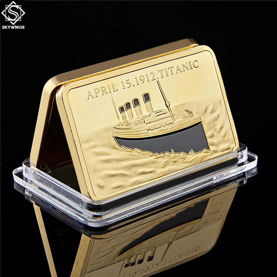 Titanic Ship In Memory Of Rms Victims 1OZ Gold Layered.999 Commemorative Bar/Coin Collection