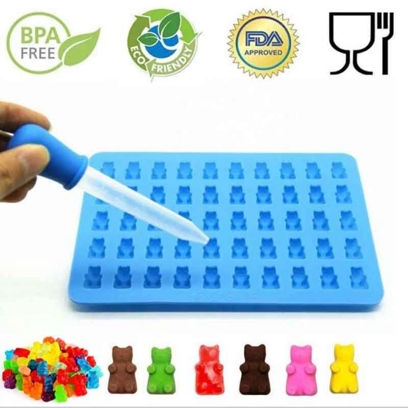 Jelly Bear Cake Candy Trays With Dropper Silicone Forms Silicone Mold Gummy Bear Shape Bear Mould Rubber Chocolate Maker